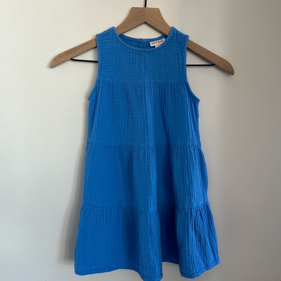 Girls Blue Sleeveless Dress with Pockets by Cat & Jack 100% Cotton - Picture 1 of 12